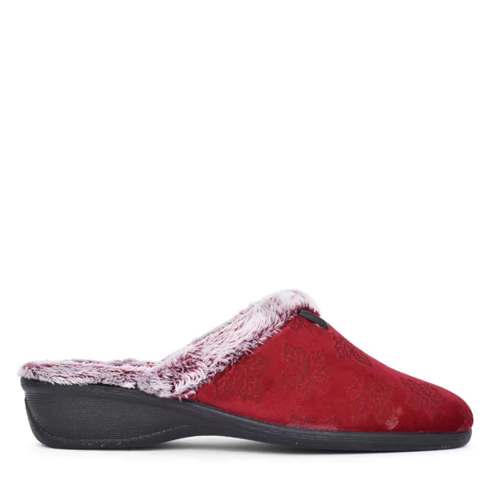 Ladies LOTUS Wedge Mule Slipper In Red