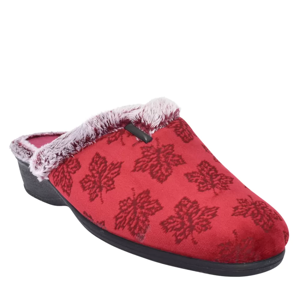 Ladies LOTUS Wedge Mule Slipper In Red
